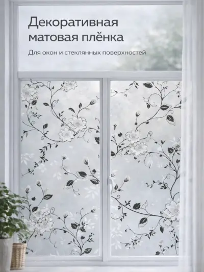 Матовая декоративная плёнка для окон и стекол, 3 м × 60 см — Кремовый