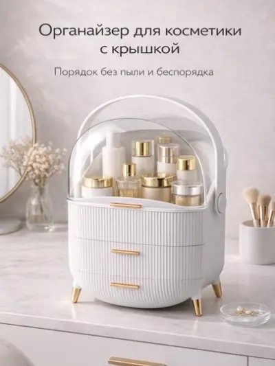 Органайзер для косметики с крышкой и ящиками